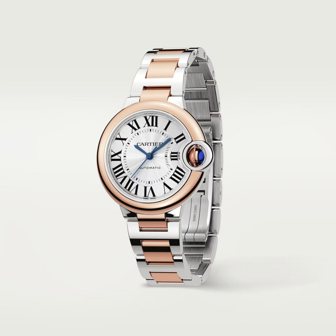 Đồng Hồ Cartier Ballon Bleu De Cartier Watch 33mm Nữ Xám Vàng Hồng